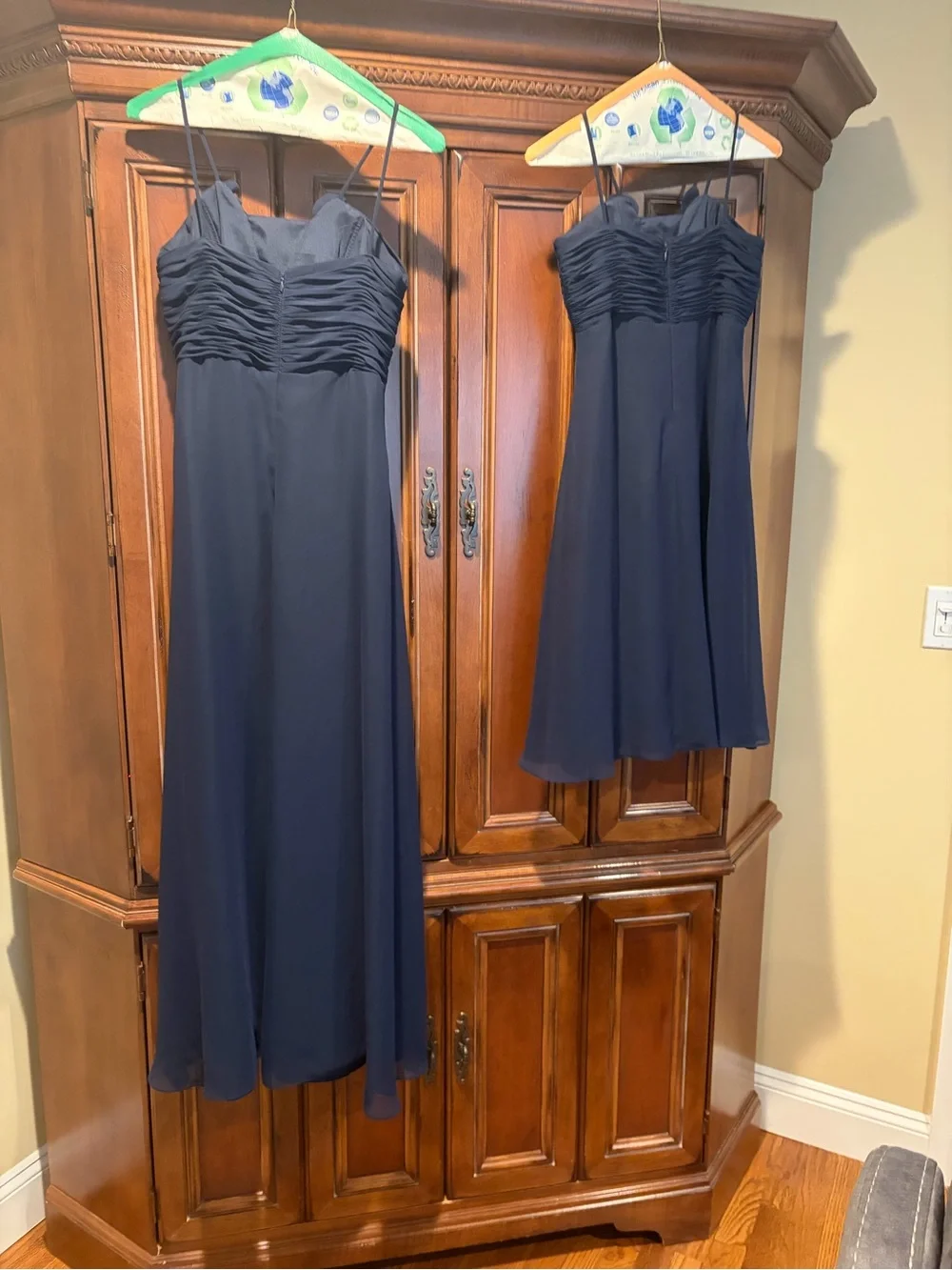 Bari Jay Navy Blue Chiffon Maxi Dresses (set of 2 for Jr. Bridesmaids)